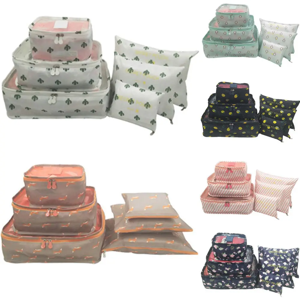 

2019 Newest Hot High Quality 6 Waterproof Travel Clothes Storage Bags Luggage Organizer Pouch Packing Cube