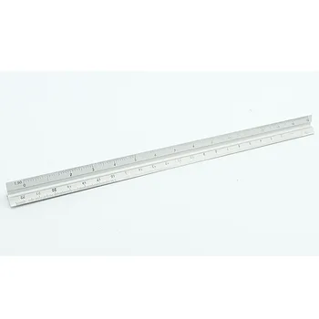 

30cm Triangle Engineer Aluminum Alloy Silver Accurate Clear Scale Ruler Technical Architect