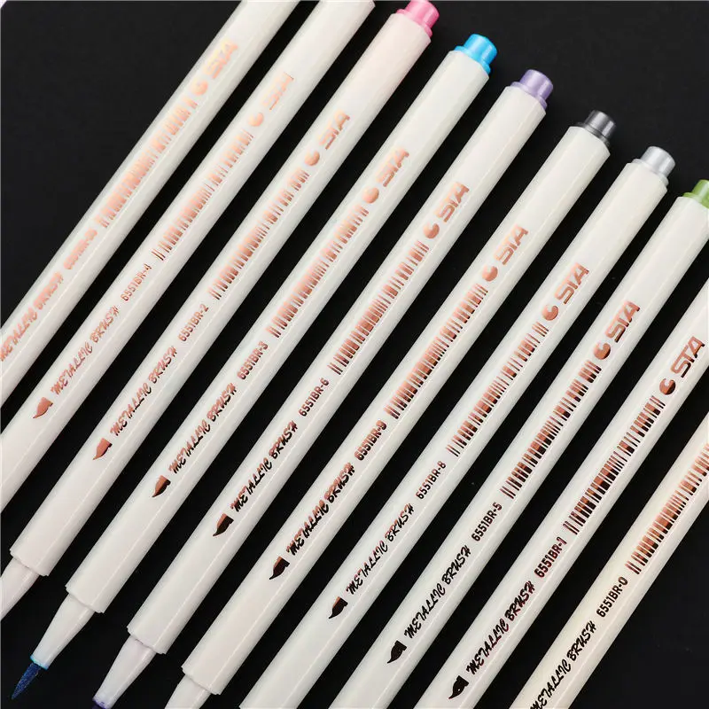 10pcs/lot STA Metallic Marker Pen School art supplies Scrapbooking Crafts Soft brush pen fineliner permanent Stationery 04312