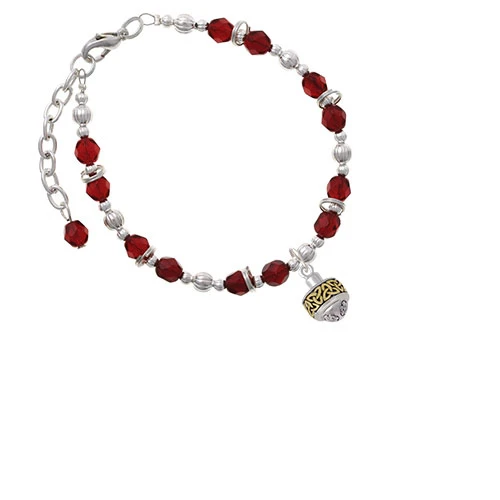 Two-tone Celtic Knot Trinity Band Spinner Maroon Beaded Bracelet |