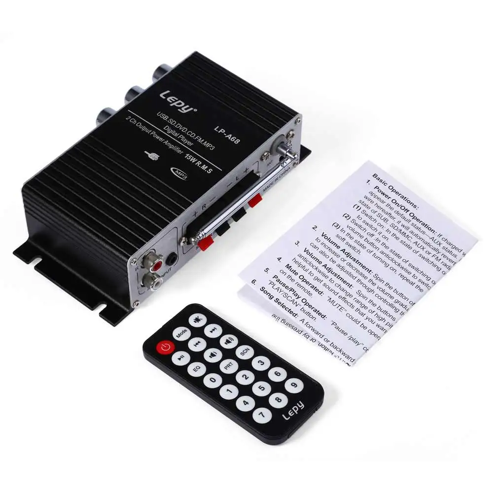 LP A68 Mini 12 в USB sd FM U диск автомобильный усилитель светодиодный дисплей с пультом