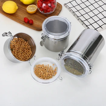 

1pc Kitchen Stainless Steel Sealed Food Storage Containers Coffee Beans Storage Tank Tea Leaf Container Kitchen Tool