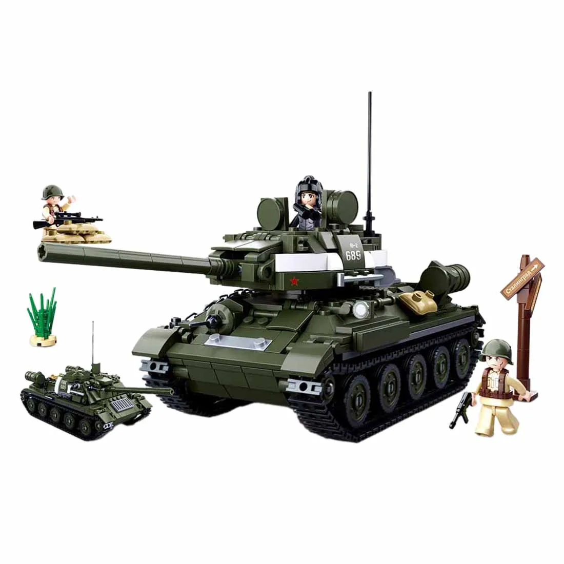 

387Pcs Sluban Military Theme DIY Small Particle Building Block Assembly Construction Kit for Children - T-34 85 Medium Tank