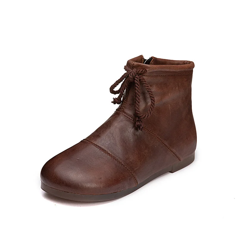 Retro Zapatos Lace Weibliche Plattform Winter Neue up Leder Stiefel Flache Damen Frauen Martin Zipper Brown Und Herbst Muje xqzvZHwg8