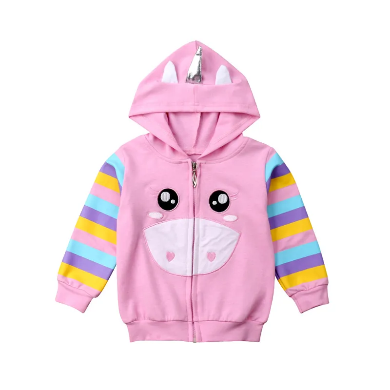 

1-6T Toddler Kid Baby Girl Spring Cute Clothes Unicorn Cartoon Pink Hooded Tops lovely Hoodie Coat kawaii outfits sweatshirt