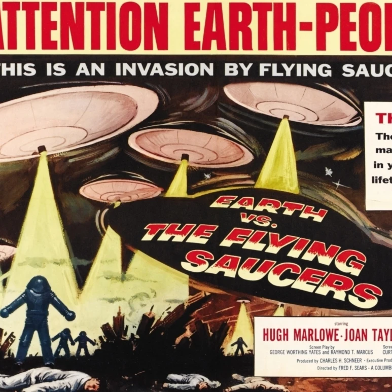Earth Vs. The Flying Saucers Movie Poster Masterprint (28 x 22)Plaques