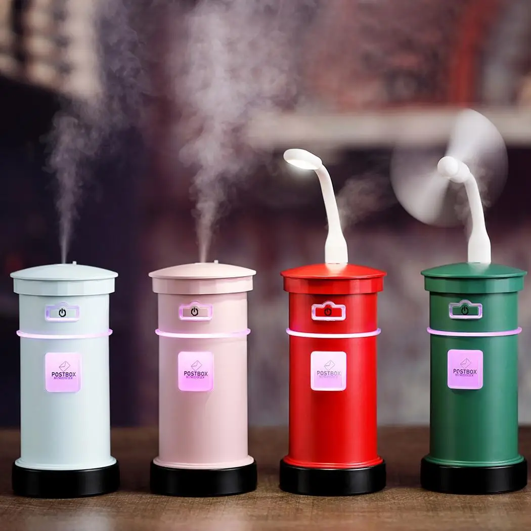 

Creative Vintage Postbox Humidifier USB Multifunction Desktop Aroma Diffuser 200ml Essential Oil Diffuser With Fan For Home Car