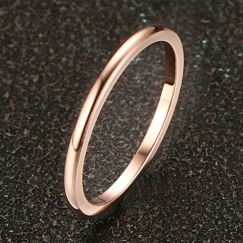 1.5 mm Wedding Band Solid Rose Gold Half Round Band Stacking Stackable