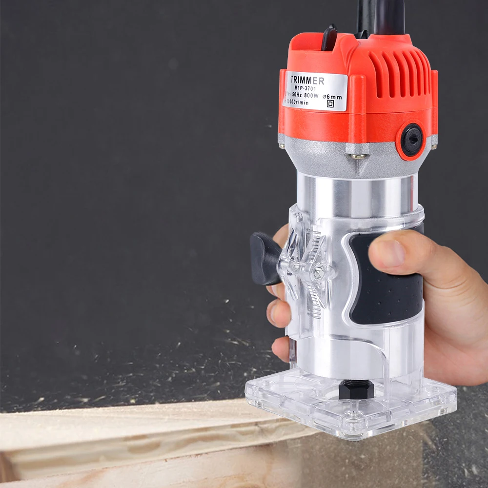 800W 30000rpm Woodworking Electric Trimmer Wood Milling Engraving Slotting Trimming Machine Hand Carving Wood Router