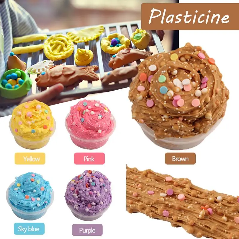 

120ML Rainbow Fluffy Slime Crunchy Foam Balls DIY Slime For Kids Children Anti-stress Toys Charm Butter Slime Toys Kids
