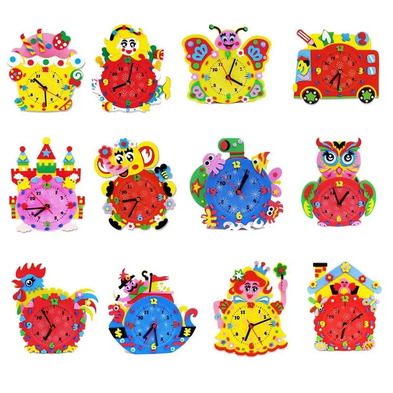 Handmade 3D Handmade Clock Toy Children Puzzle DIY EVA Handcraft Clock ...
