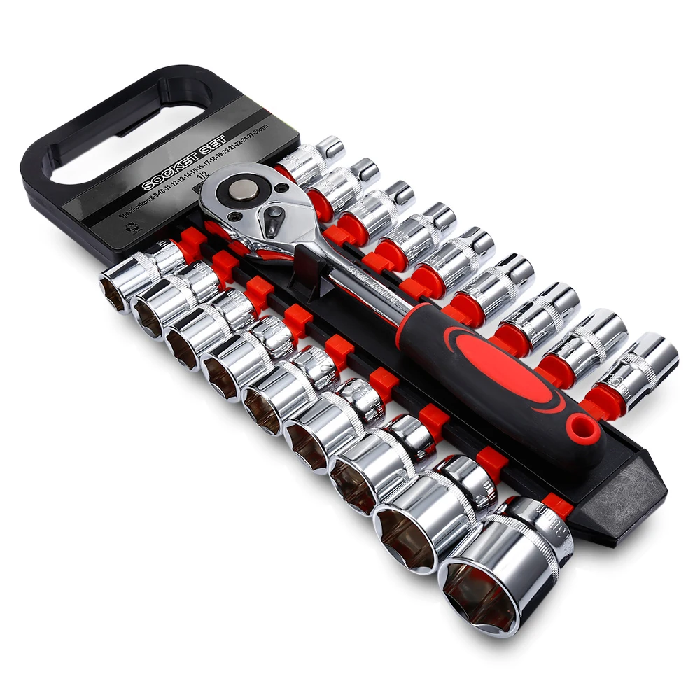 19PCS 1/2 inch Sockets and Ratchet Wrench for Car Repairing Tire Disassembly Car Repair Tool Set