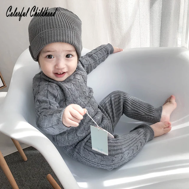 Infant newborn baby clothing set autumn winter cotton knitting long