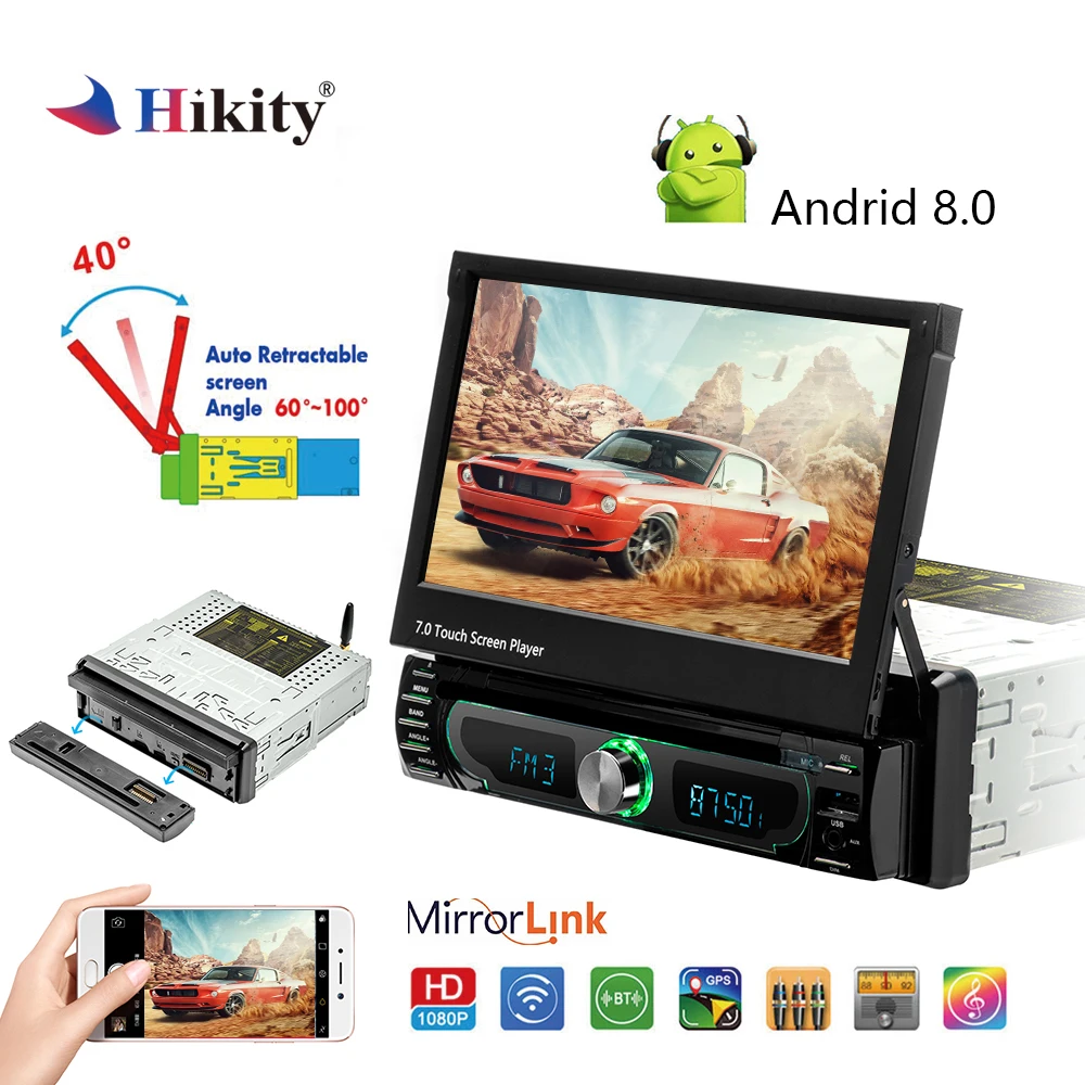 

Hikity Android 1 din Autoradio Car Radio GPS 7 inch Car Multimedia MP5 DVD Player Support Rear View Camera With Mirror Link