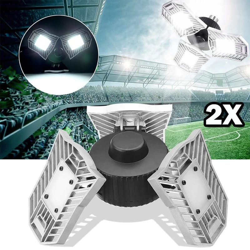 

2Pcs 6000LM 144LED Solar Wall Lamp Adjustable Waterproof Industrial High Bay Flood Light Garage Warehouse Exhibition Lamp