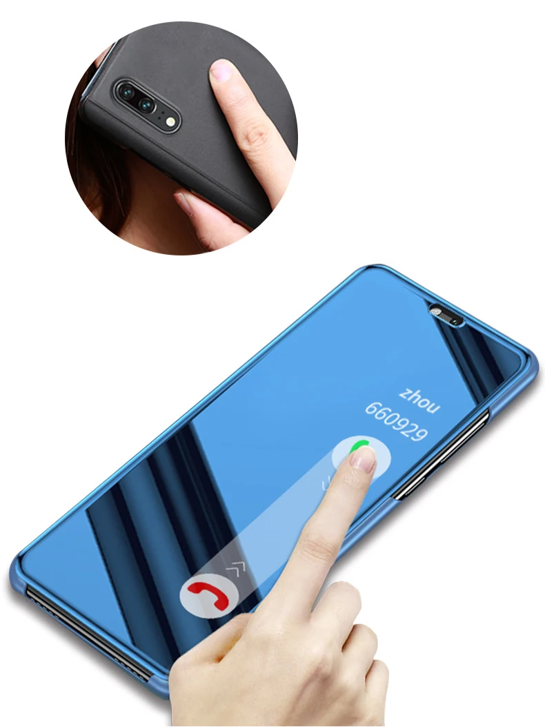 Чехол для Huawei Y5 Y6 Y7 Y9 Prime 2018 умный зеркальный прозрачный чехол Honor 8 9 10 Lite 7A 7C Pro флип