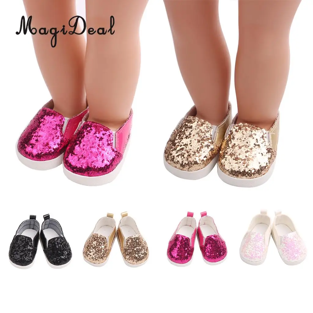 New Style Doll Sequins Sports Shoes Flats Casual Shoes For American