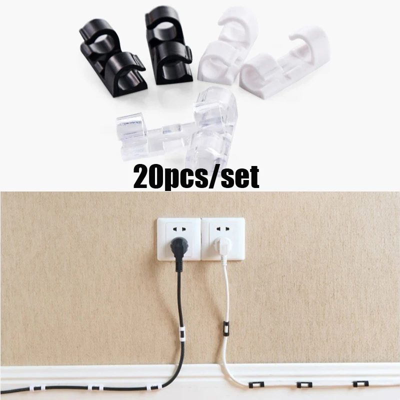 

20pcs/pack Self-adhesive Wire Organizer Line Cable Clip Buckle Plastic Clips Ties Fixer Fastener Holder