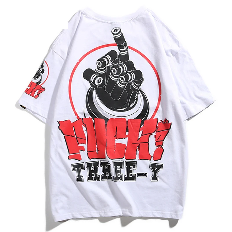 

Harajuku Middle Finger Printed T Shirts Men Women 2019 Hip Hop T-shirts Casual Cotton Streetwear Fashion Tshirts Tops Tee Wj208