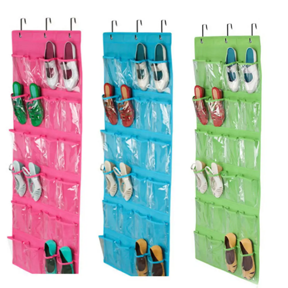 24 Pockets Behind Door Shoe Rack Hanging Shoes Storage Rack Garage Tool Holder 