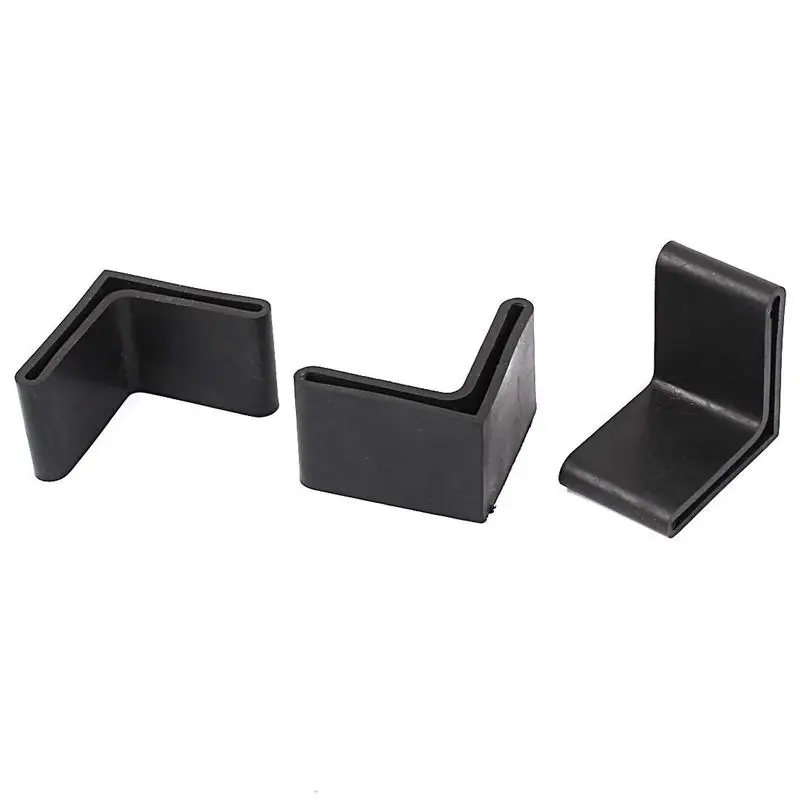 

40x40mm Rubber L Shape Design Furniture Angle Covers Foot Leg Pads Protectors Black 4pcs