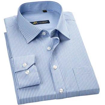

2020 Spring Plus Size Long Sleeve Striped Men Dress Shirts 5xl Regular Fit Non-iron Easy Care Classic Style High Quality