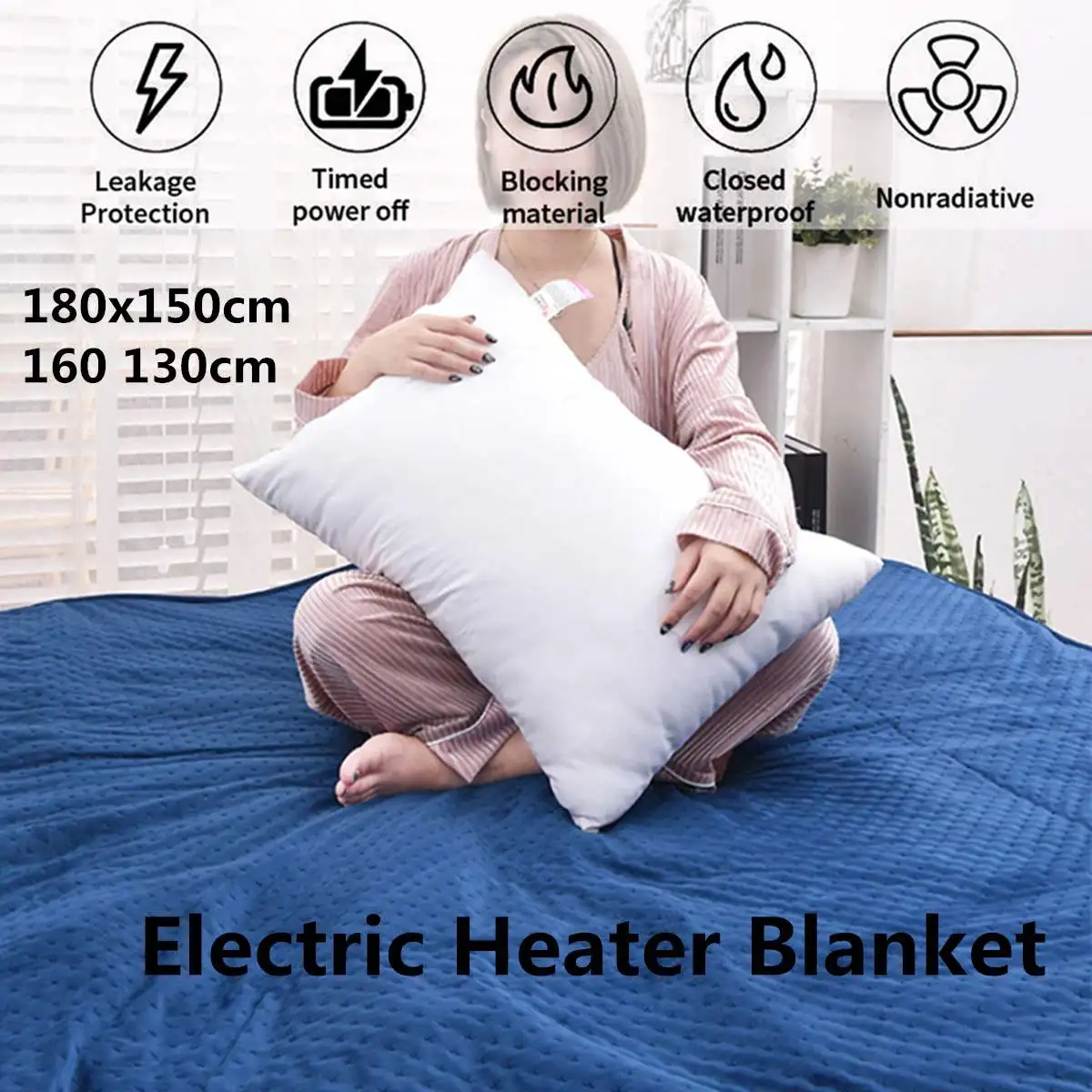 

Electric Heated Carpet 160x130/180x150cm 220V Timing Winter Warm Electric Heater Blanket Car Van Fleece Cosy Heated Blanket