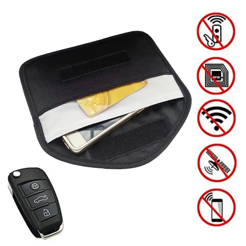 

Signal Blocking Pouch for Car Keys Phones Double Layer Radiation Protection Signal Blocker RFID Cell Phone and Key Pouch