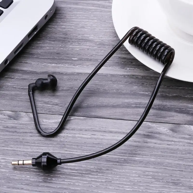 Одиночное прослушивание 3,5 мм наушники спиральные кабели моно Функция наушник в ухо стерео гарнитура только для прослушивания