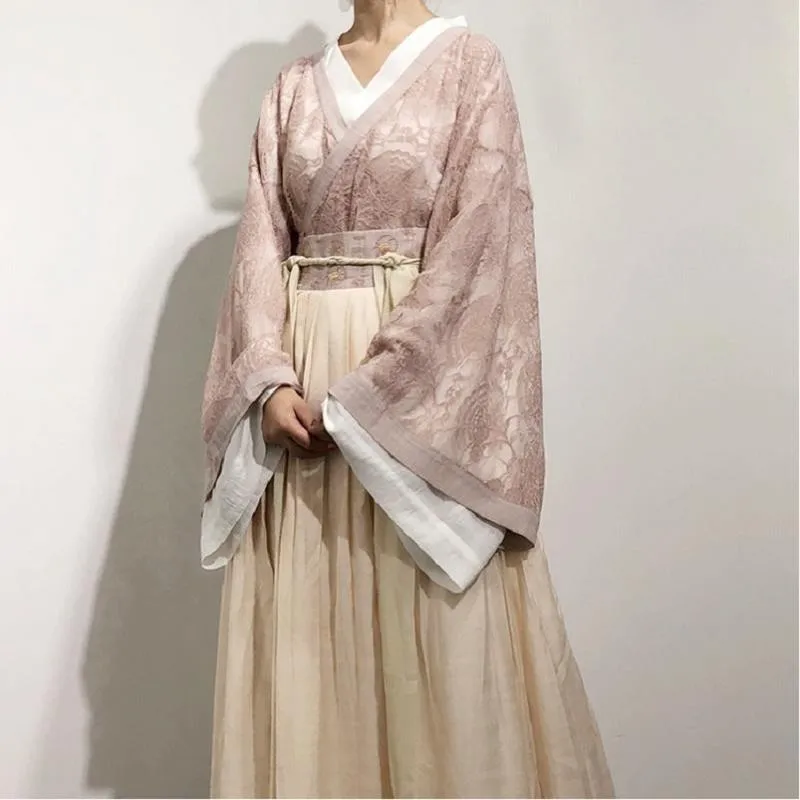 

Tang Dynasty Hanfu Dress Costume Chinese Traditional Clothes Cosplay Adult Women Fancy Han Fu Halloween Carnival Girl Pink White