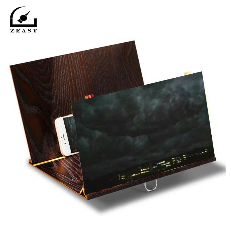 

Stereoscopic 12 Inch Mobile Phone Screen Amplifier Screen Amplifier Desktop Wood Bracket Mobile Phone Video Screen Magnifier