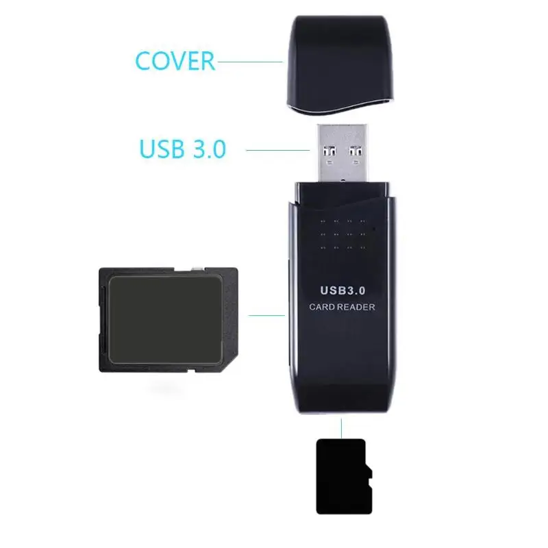 Мини Портативный USB3.0 Порты и разъёмы высокое Скорость 2 в 1 SDXC + TF Card