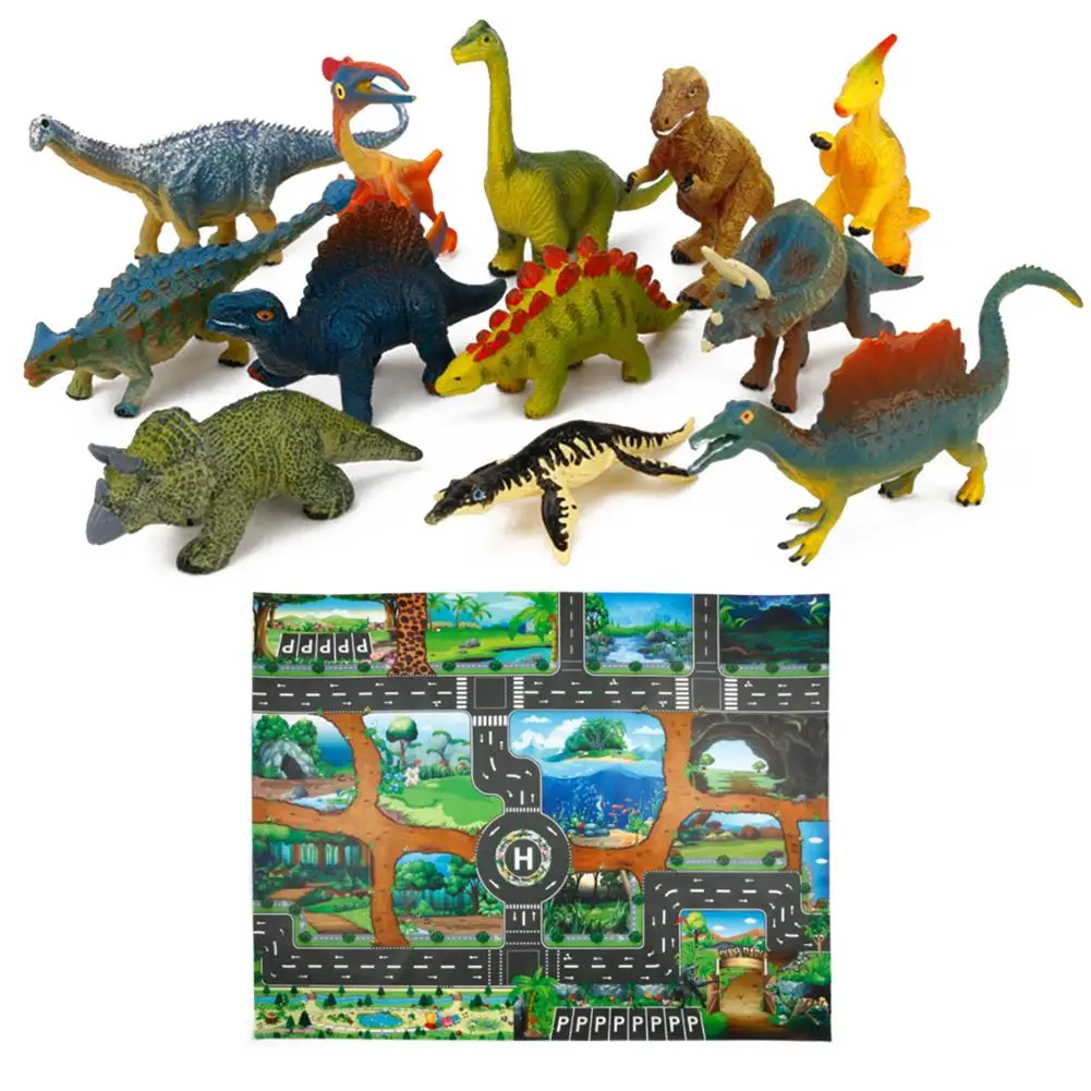 

Children's Toy Game Pad 130*100 Dinosaur World Traffic Parking Lot Map with Small Animals Cars Model