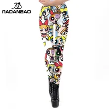 Женские леггинсы NADANBAO с рисунком пауэрпуф для девочек, леггинсы для фитнеса с 3D принтом, эластичные леггинсы для тренировок размера плюс
