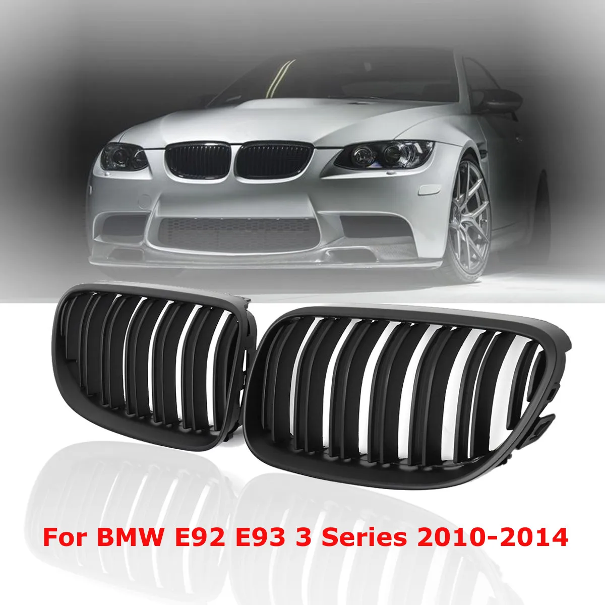 

Pair Matte Black Front Kidney Grill Grille Car Styling Acessory For BMW E92 E93 2010 2011 2012 2013 2014