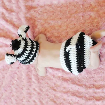 

Moeble Newborn photography accessories props Crochet baby Hat and diaper Clothing baby Cute Knitted Zebra set Direct Selling