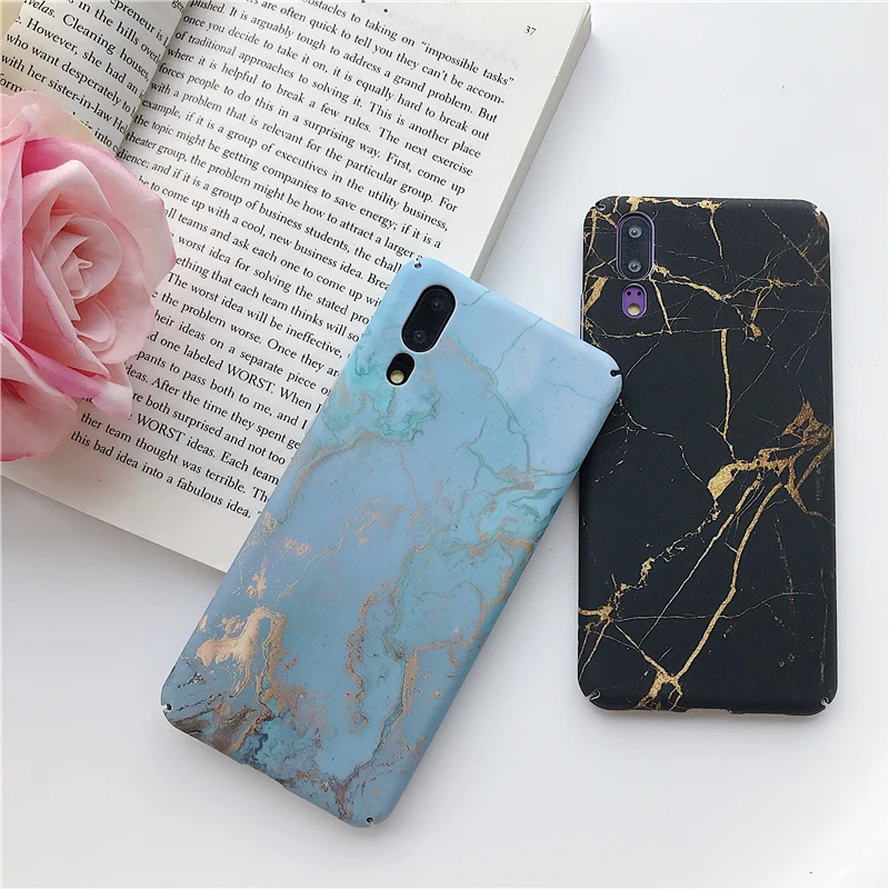 

3CPizai Gold foil Marble Pattern Case For Huawei Psmart 2019 Mate20 P20 pro Case Hard Matte For Huawei Honor 10 Lite Nova 4 Case