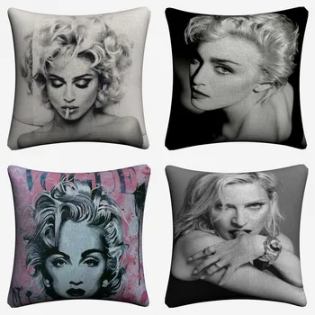 

Madonna Black and White Photo Decorative Cotton Linen Cushion Cover 45x45cm For Sofa Chair Pillow Case Home Decor Almofada