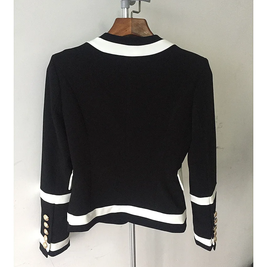 2019 Women Wear All-round Handsome Jacket Metal Double-breasted Black-and-white Collision Color Classic Self-cultivation Suit 2019 Women Wear All-round Handsome Jacket Metal Double-breasted Black-and-white Collision Color Classic Self-cultivation Suit