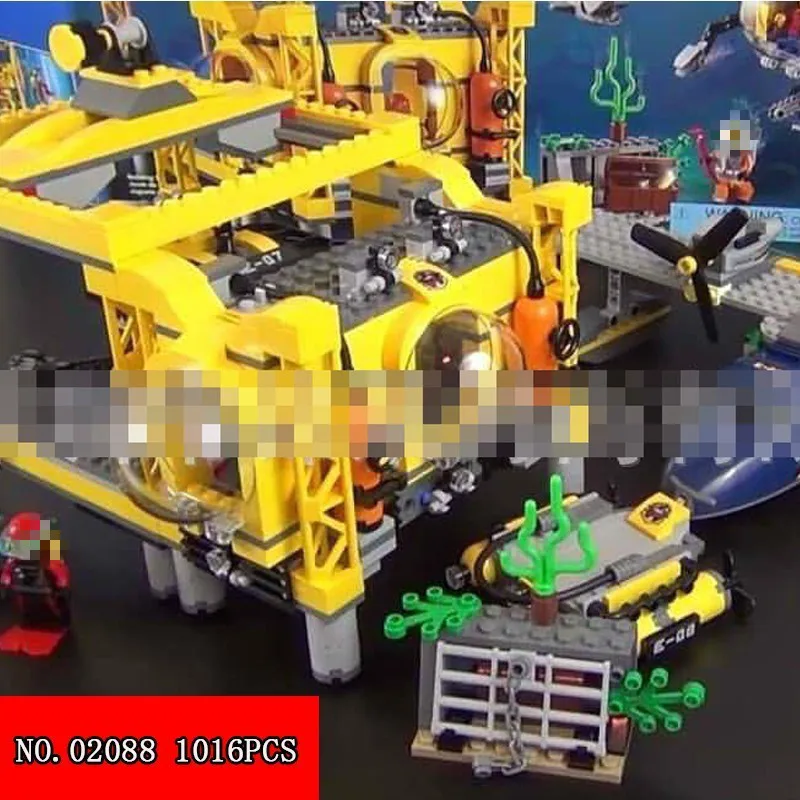 

New 02088 City Series Sea Explore Command Base Diving Vehicle Alpinia Assembling Plastic Building Blocks Toys 1016pcs