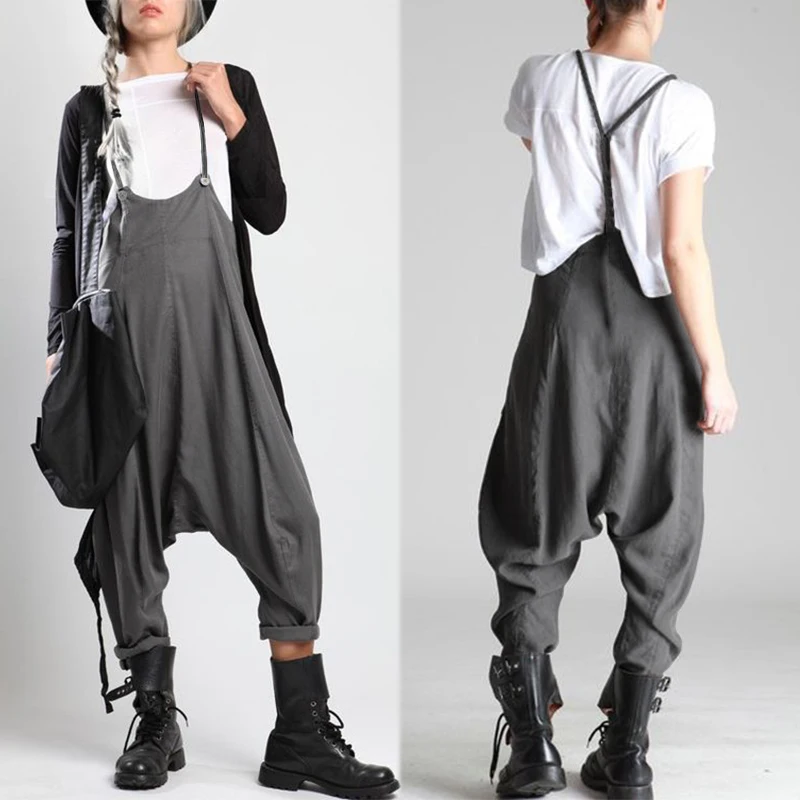 

2019 ZANZEA Summer Casual Overalls Women's Jumpsuits Drop-Crotch Trousers Femme Suspender Pantalon Playsuits Woman Rompers 5XL