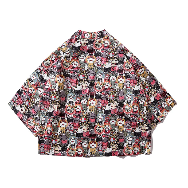 

Japanese Style graffiti demon casual kimonos jackets harajuku japan style cardigan vintage embroidery outwear S-2XL