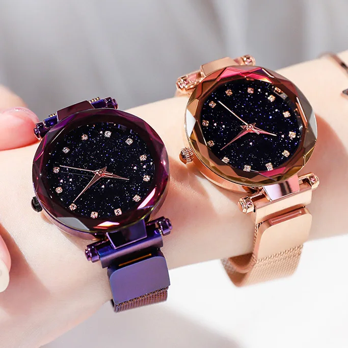

Luxury Diamond Rose Gold Women Watches Starry sky Magnet Watch 2019 For Ladies Wrist Watch Fashion Female Clock relogio feminino