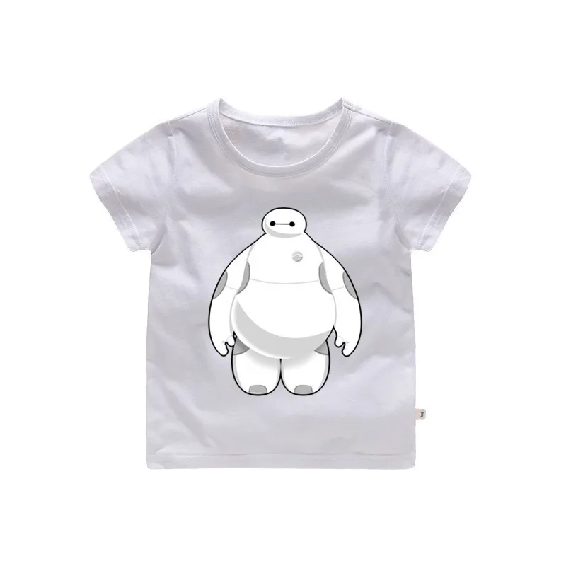 От 2 до 12 лет новая футболка с круглым вырезом для маленьких девочек Baymax хлопковая