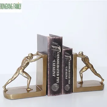 

European Retro Resin Book Stand Figurines Handicrafts Vintage Antique Sports Figure Miniatures Model Home Decoration Crafts Gift