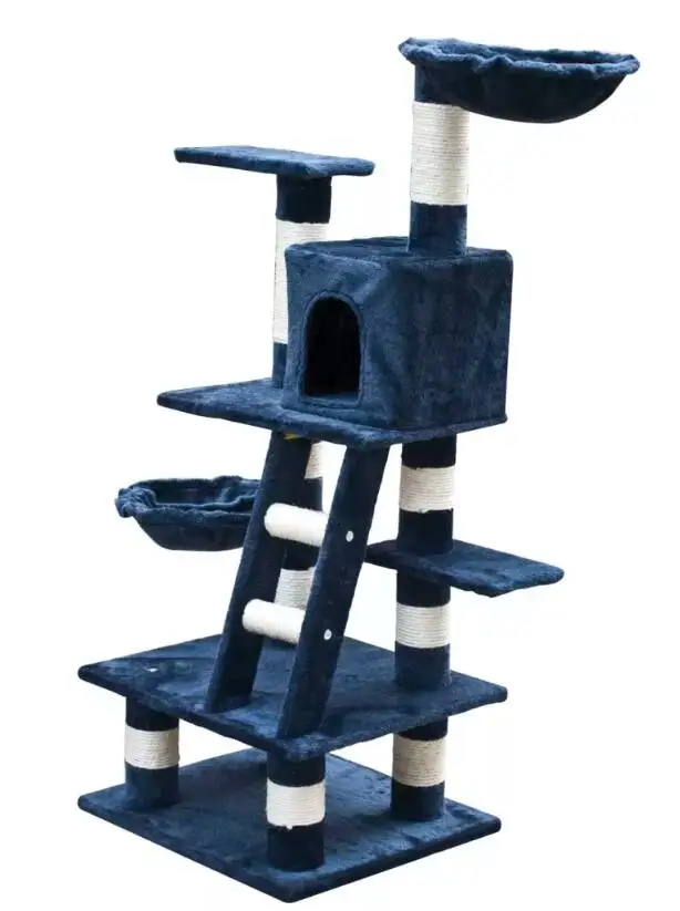 

Cat Play Tree 122 Cm Dark Blue Plush Durable Pet Tree Beds Suitable For Multiple Cats Can As A Cat Toy 170136