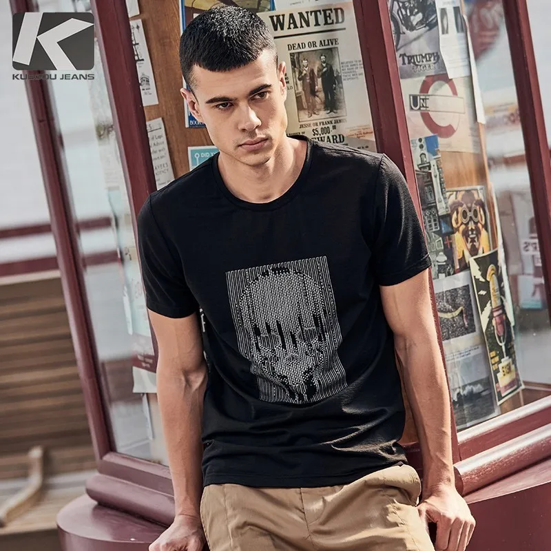 

Summer 2019 New Men T Shirt Print Skull Black Color For Man Casual Short Sleeve Slim Fit T-Shirt Male Wear Tops Tee Shirt 09330