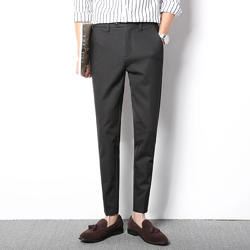 

Spring And Summer New Men's Casual Suit Pants 28-34 Youth Business Trousers Solid Color Personality Loose Cotton Slim
