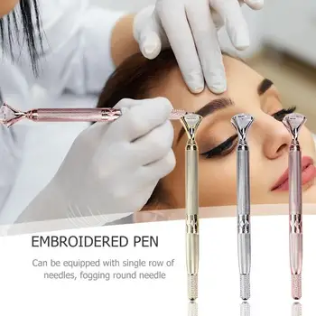 

1pc Microblading Pen Tattoo Tool Permanent Makeup Eyebrow Manual Pen w/Crystal Make Up Eyebrows DIY Kit Tattoo Needle Manual Pen