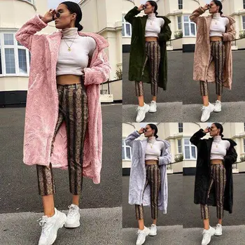 

Hirigin Harajuku Coat 2018 Hot Womens Long Cardigan Tops Fleece Fur Jacket Winter Warm Outerwear Long Coat Outwear